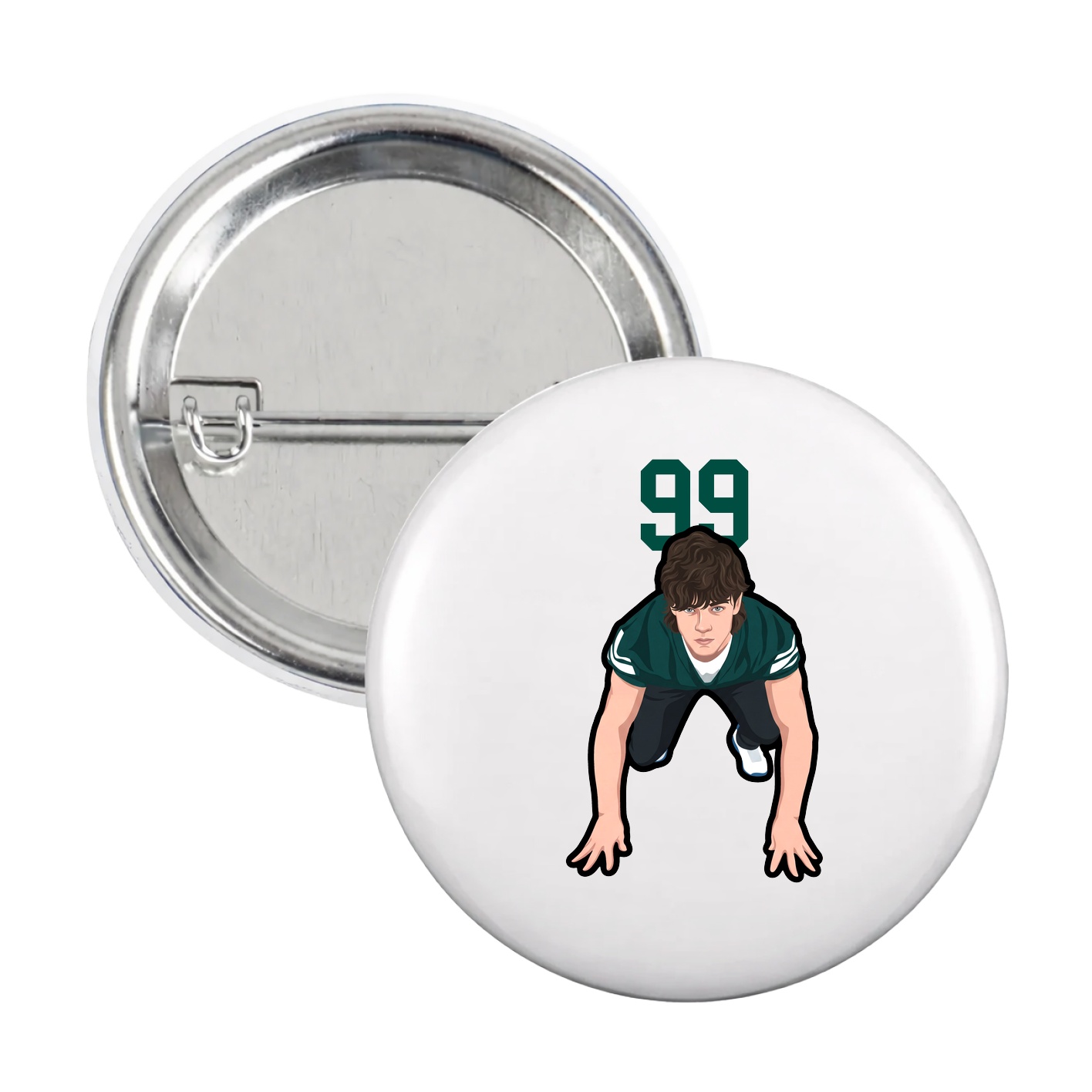 Game Day Button — Number Top in White