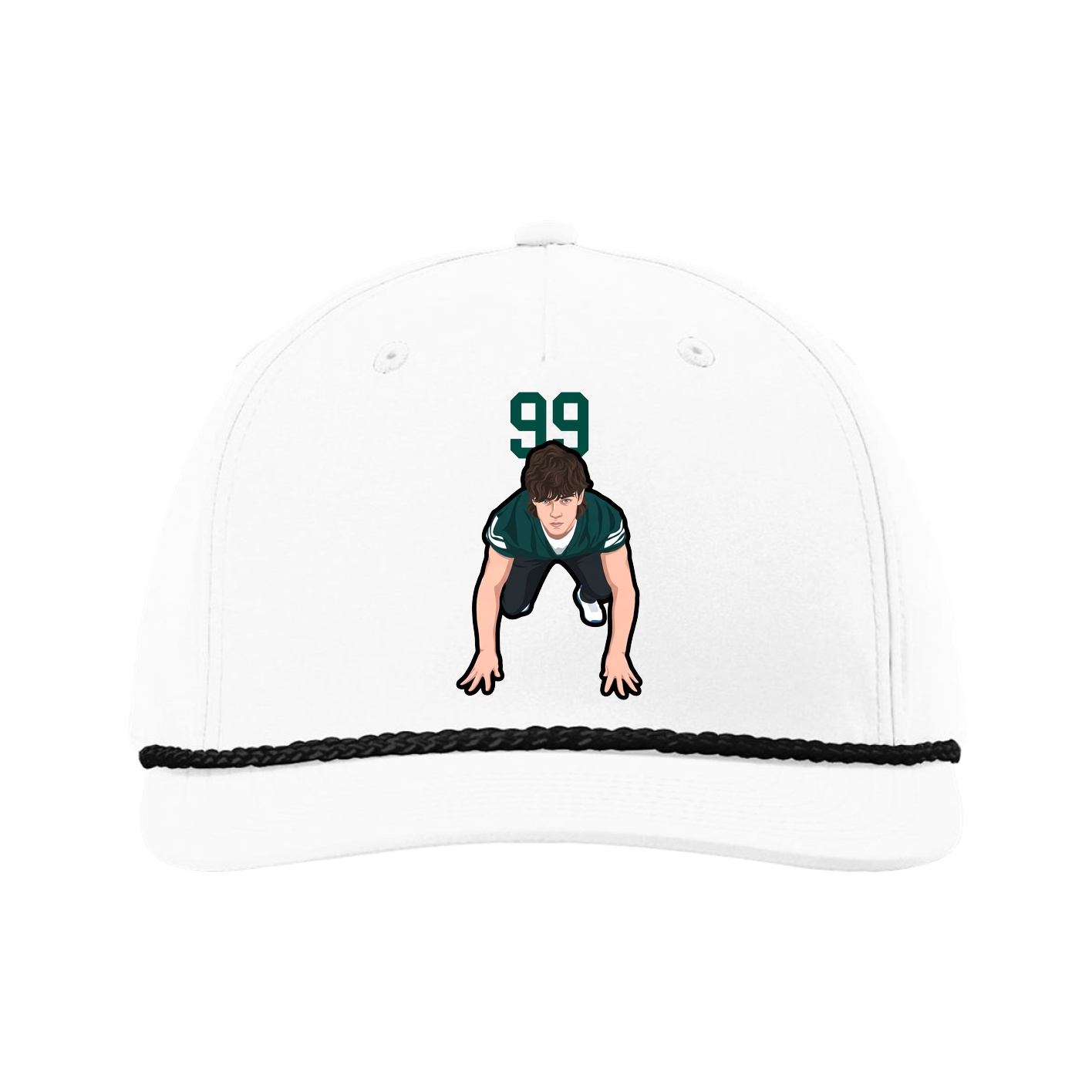 Five-Panel Classic Rope Cap — Number Top in White