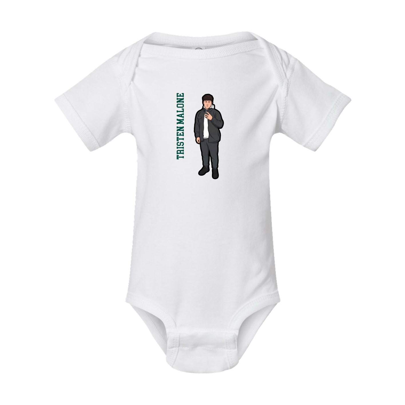 Baby Onesie — Name Vertical in White