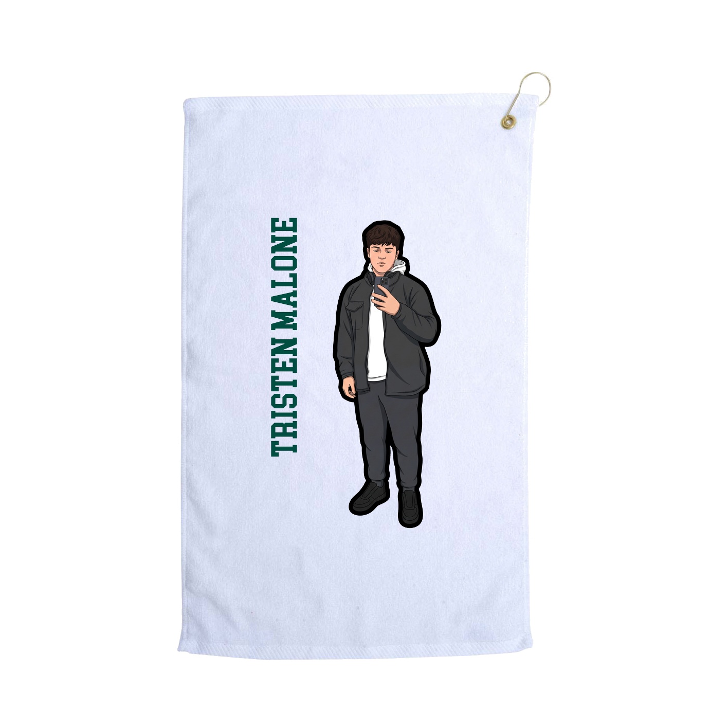 Golf Towel — Name Vertical in White