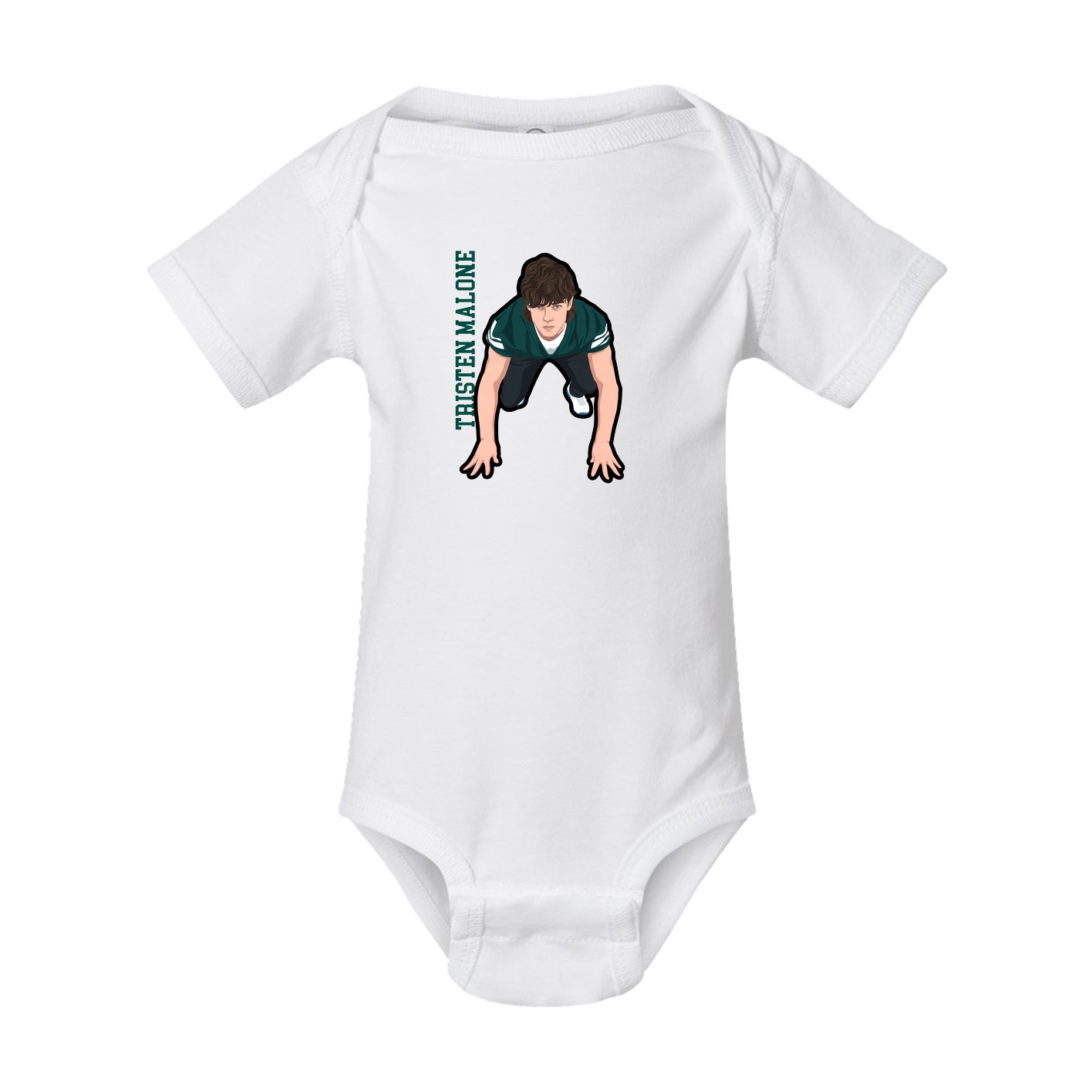Baby Onesie — Name Vertical in White
