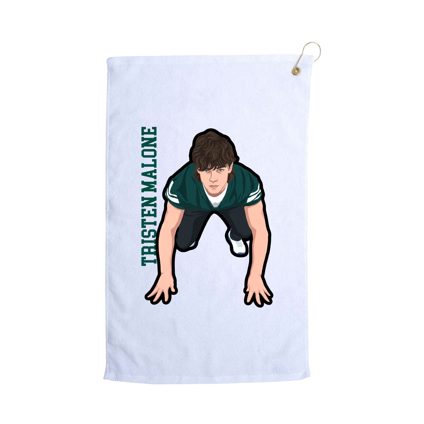 Golf Towel — Name Vertical in White