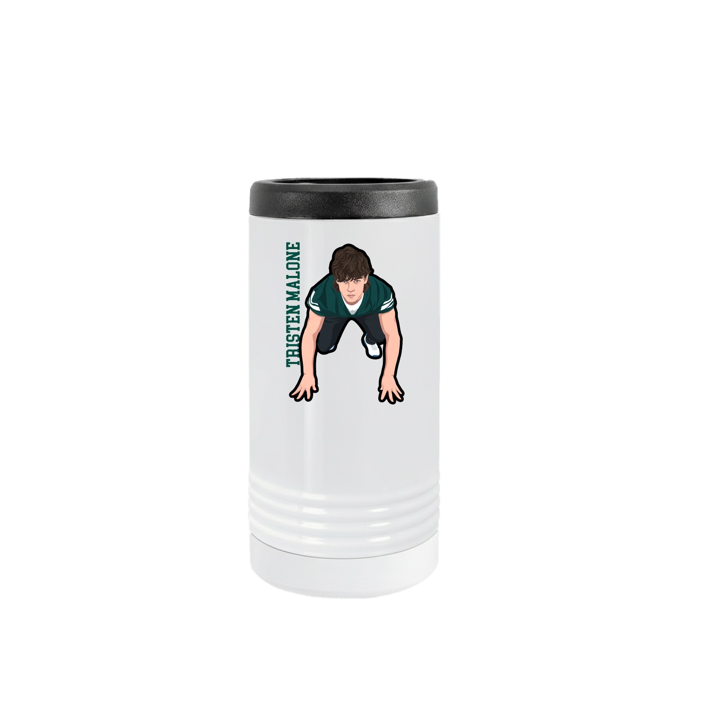 Slim Beverage Holder — Name Vertical in White