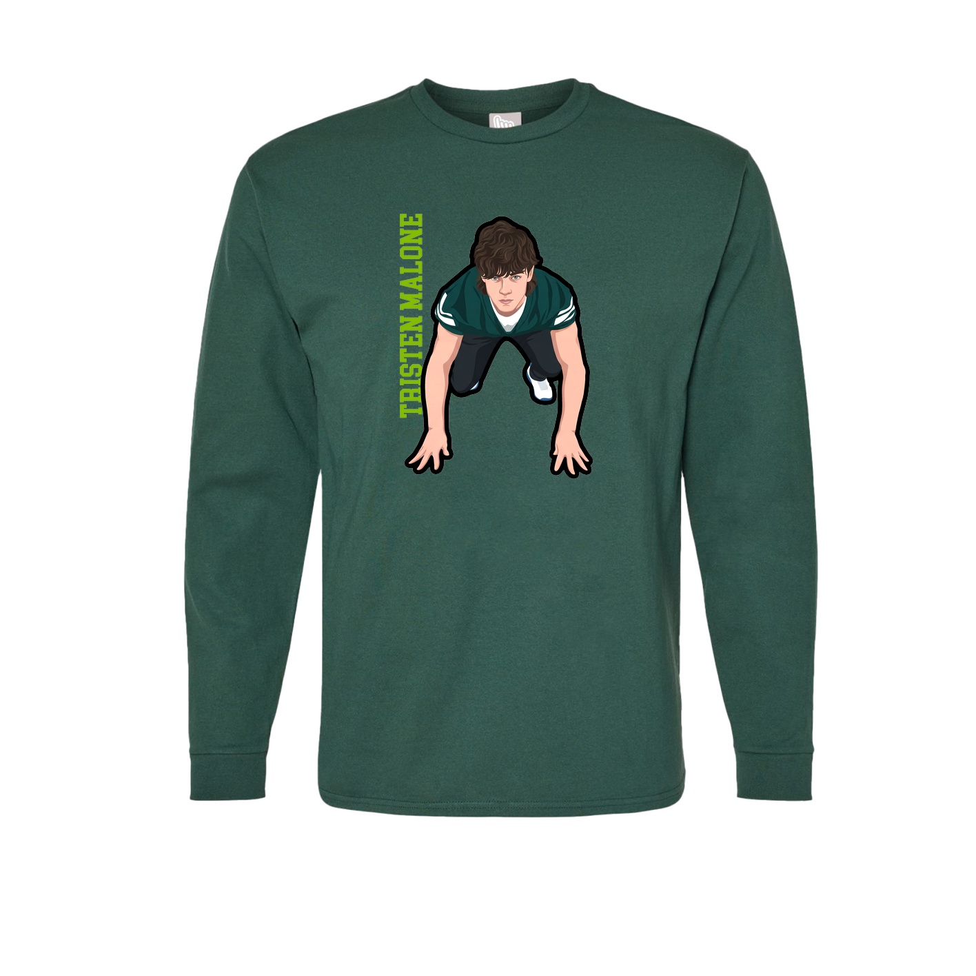Long Sleeve Tee — Name Vertical in Green