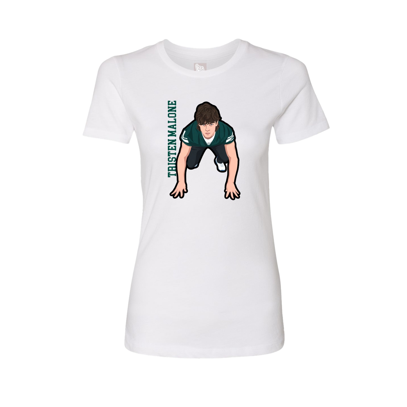 Fitted Women's Tee — Name Vertical in White