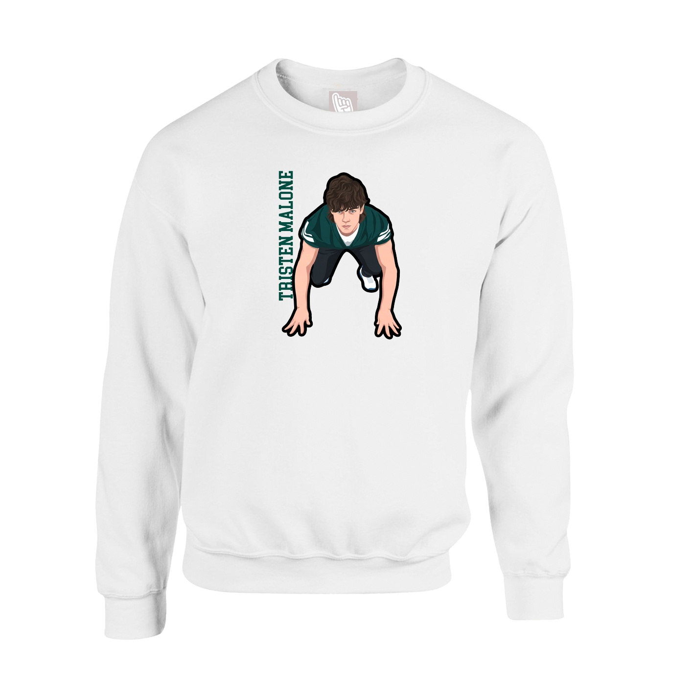 Fleece Crew — Name Vertical in White