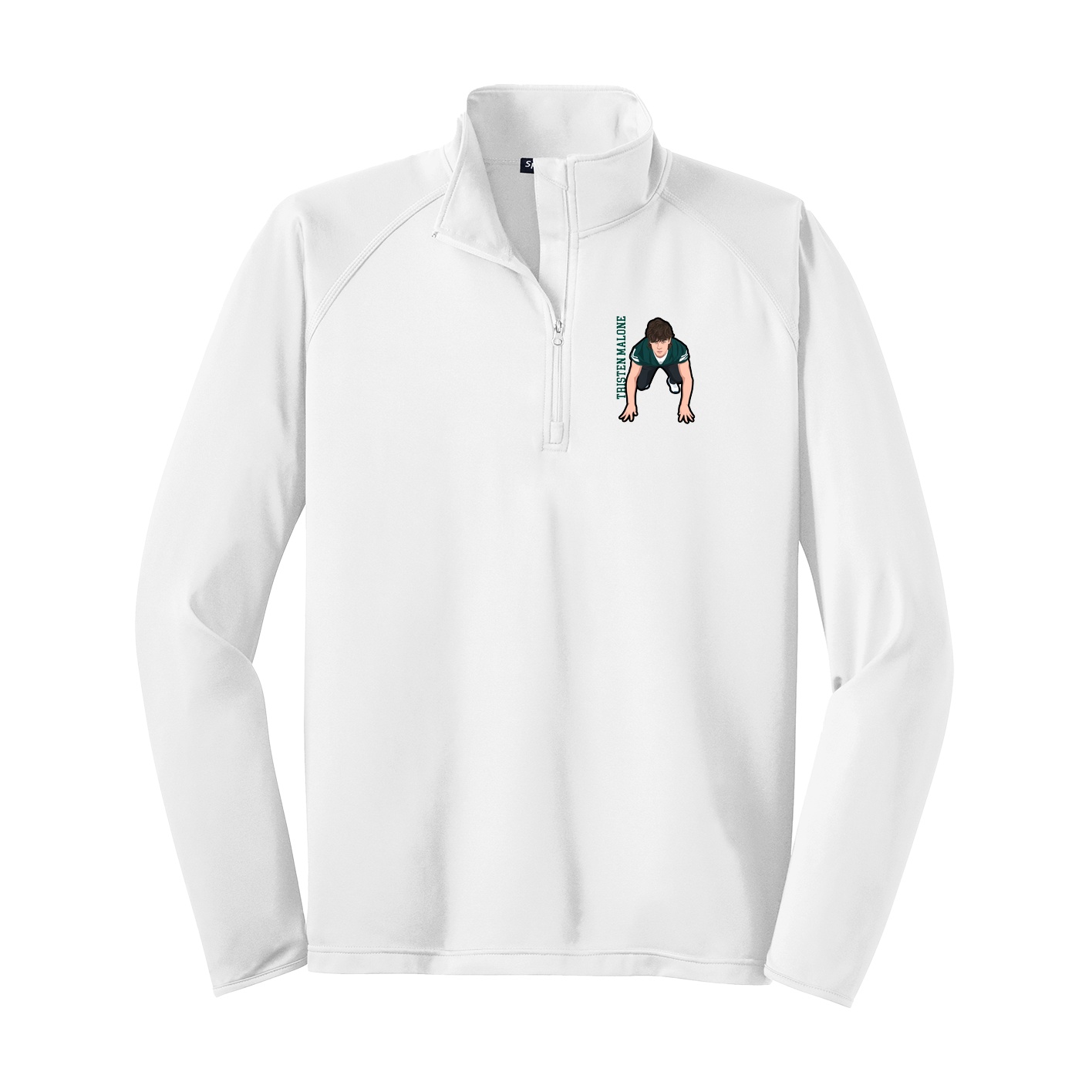 Q-Zip Pullover — Name Vertical in White