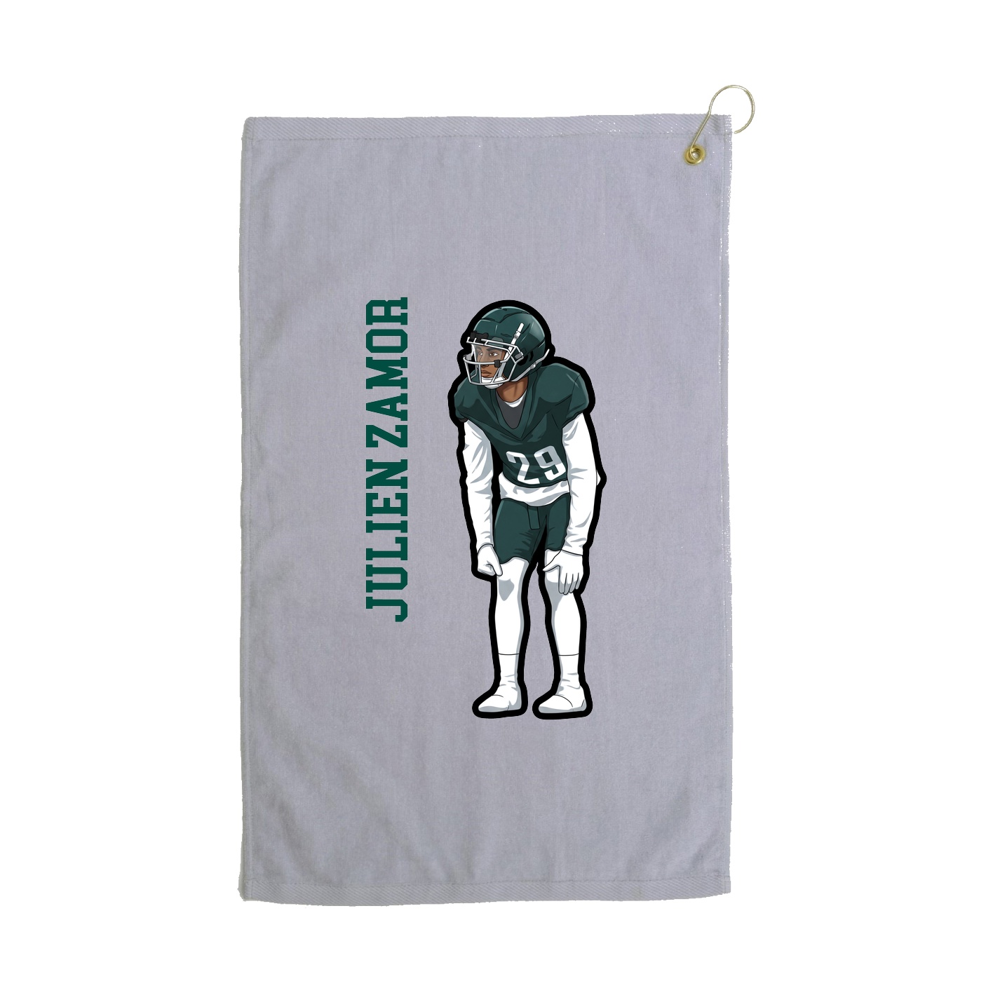Golf Towel — Name Vertical in Grey