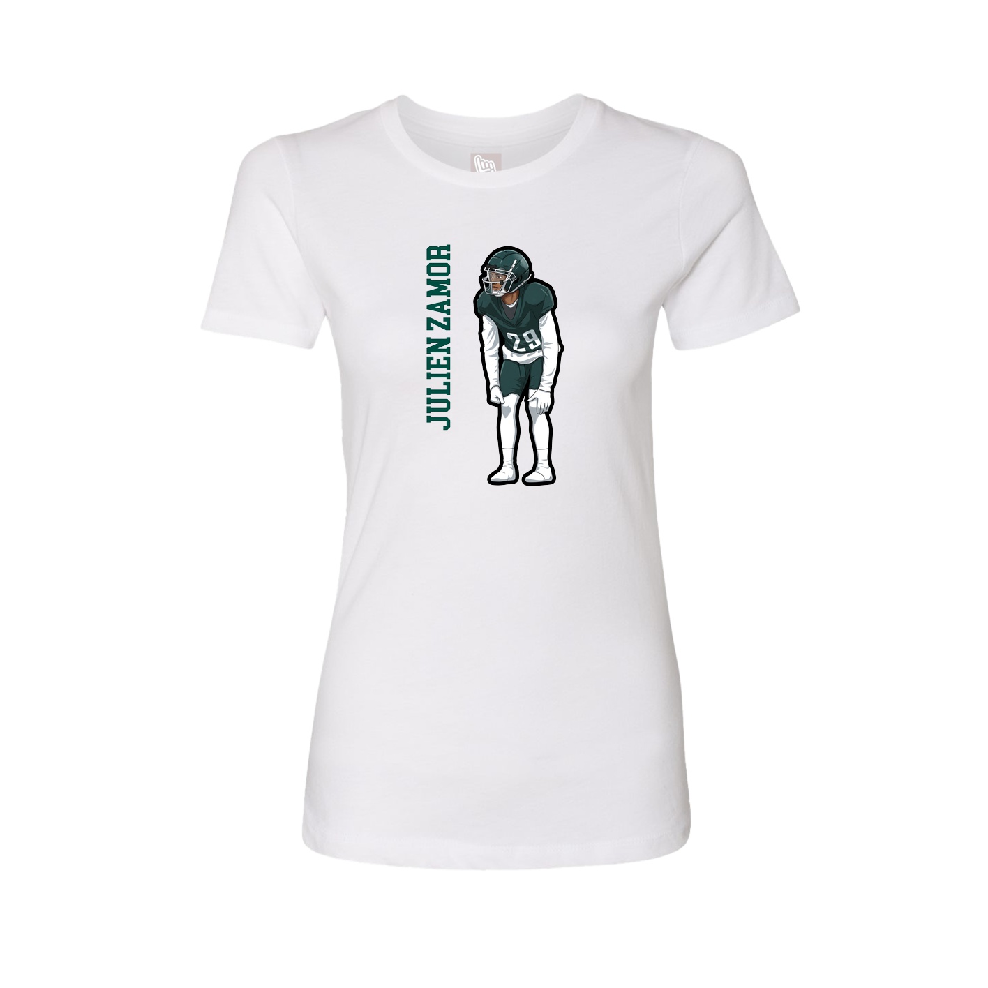 Fitted Women's Tee — Name Vertical in White