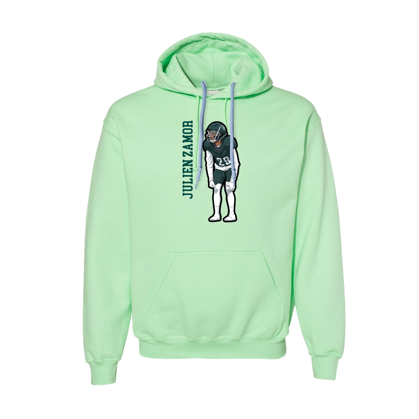 Hoodie — Name Vertical in Green