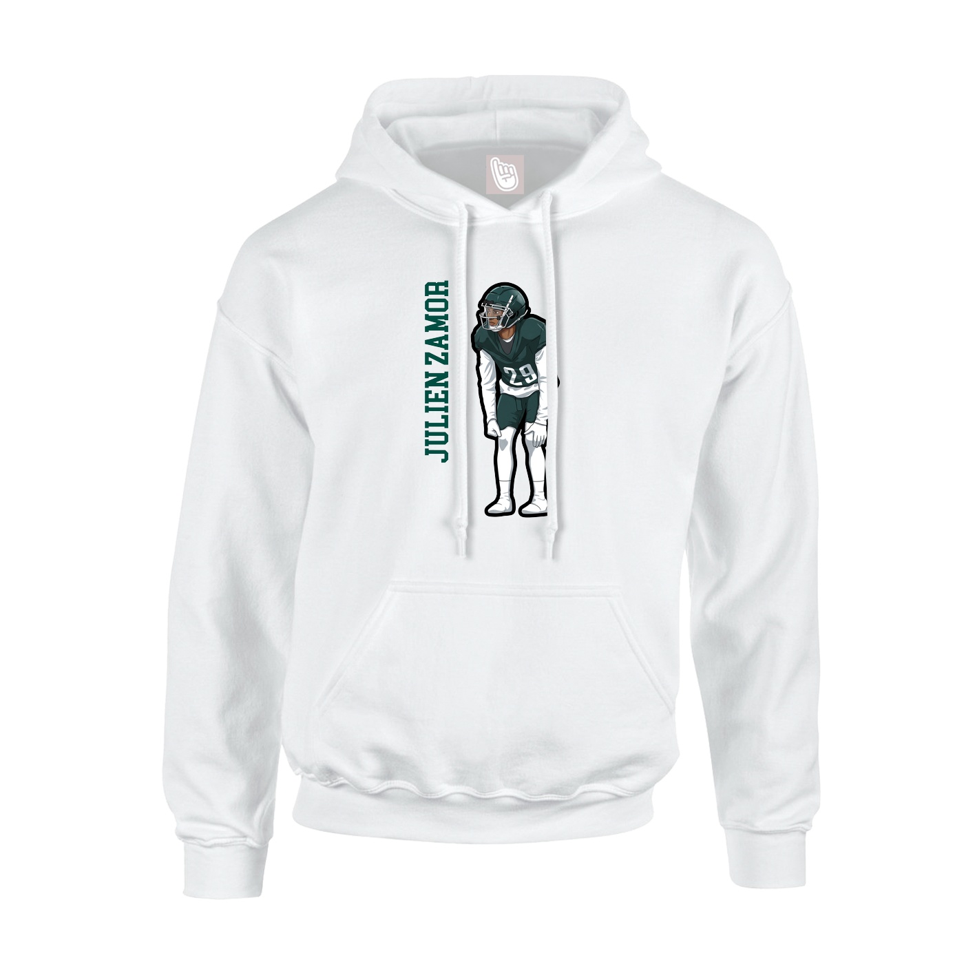 Youth Hoodie — Name Vertical in White