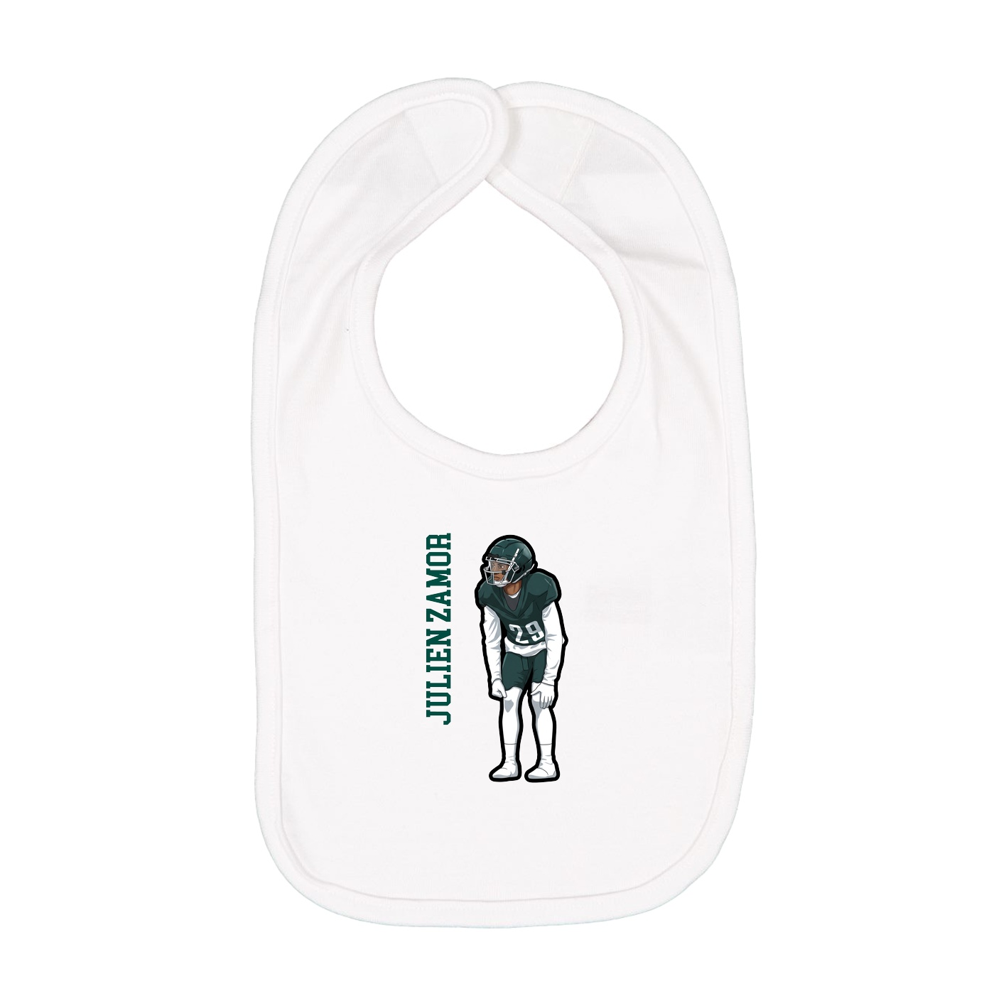 Infant Bib — Name Vertical in White