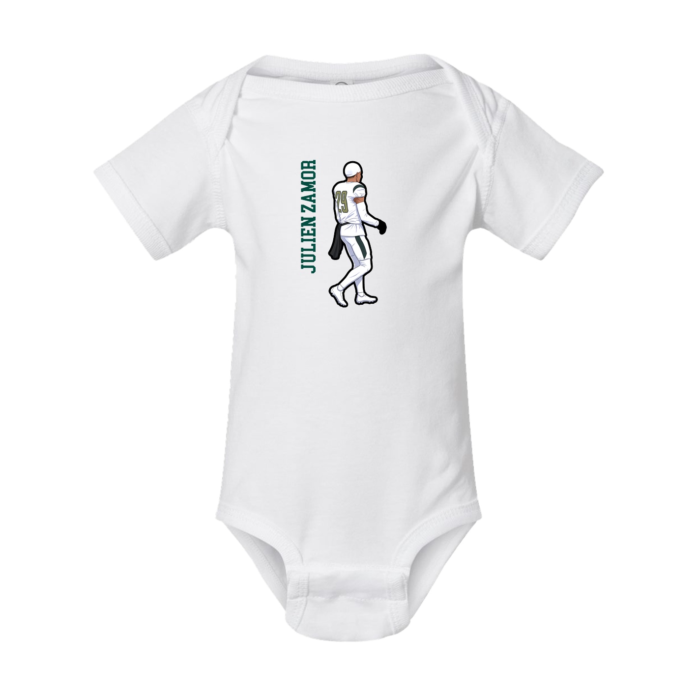 Baby Onesie — Name Vertical in White