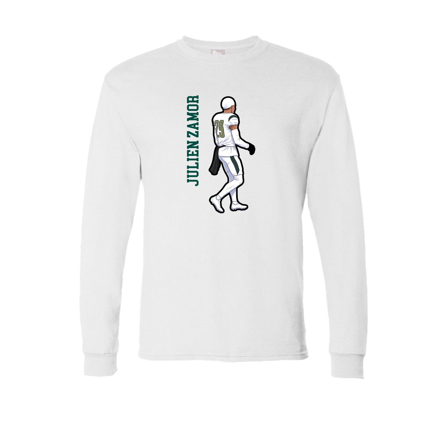 Long Sleeve Tee — Name Vertical in White