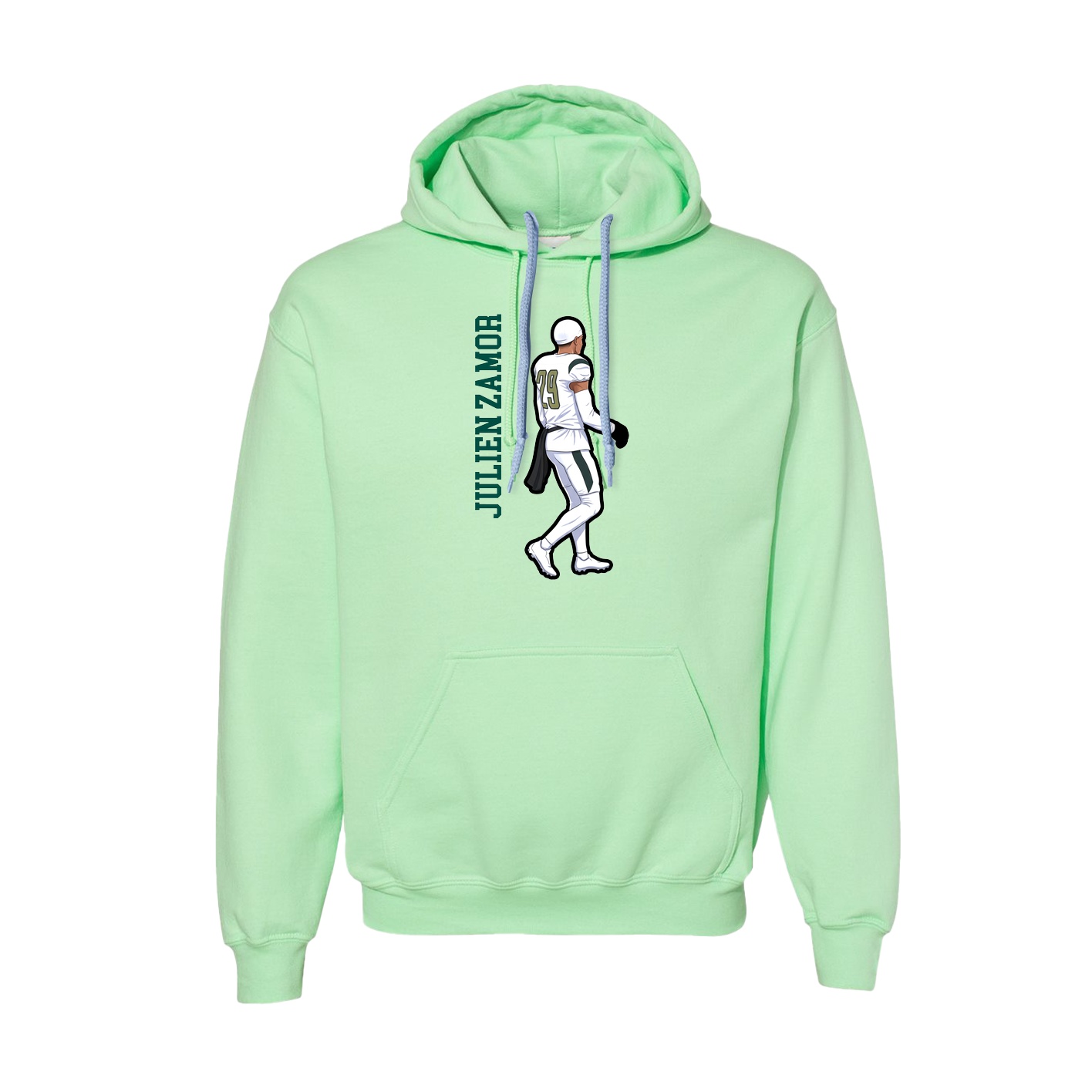 Hoodie — Name Vertical in Green