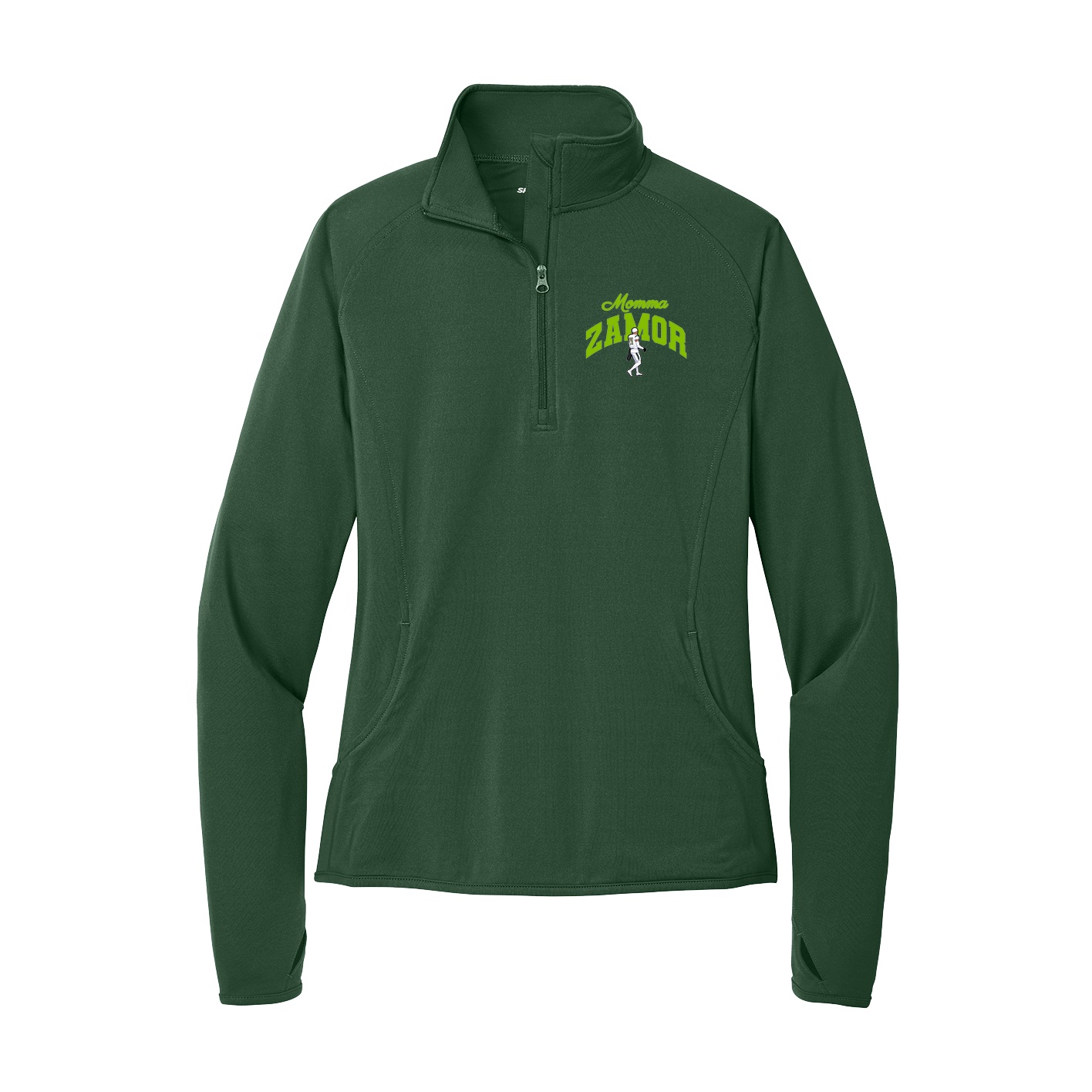 Women's Q-Zip Pullover — Mothers Day Arch in Green