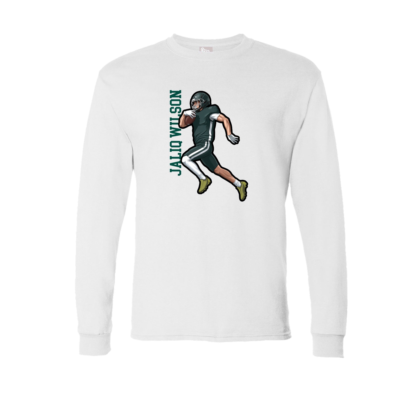 Long Sleeve Tee — Name Vertical in White