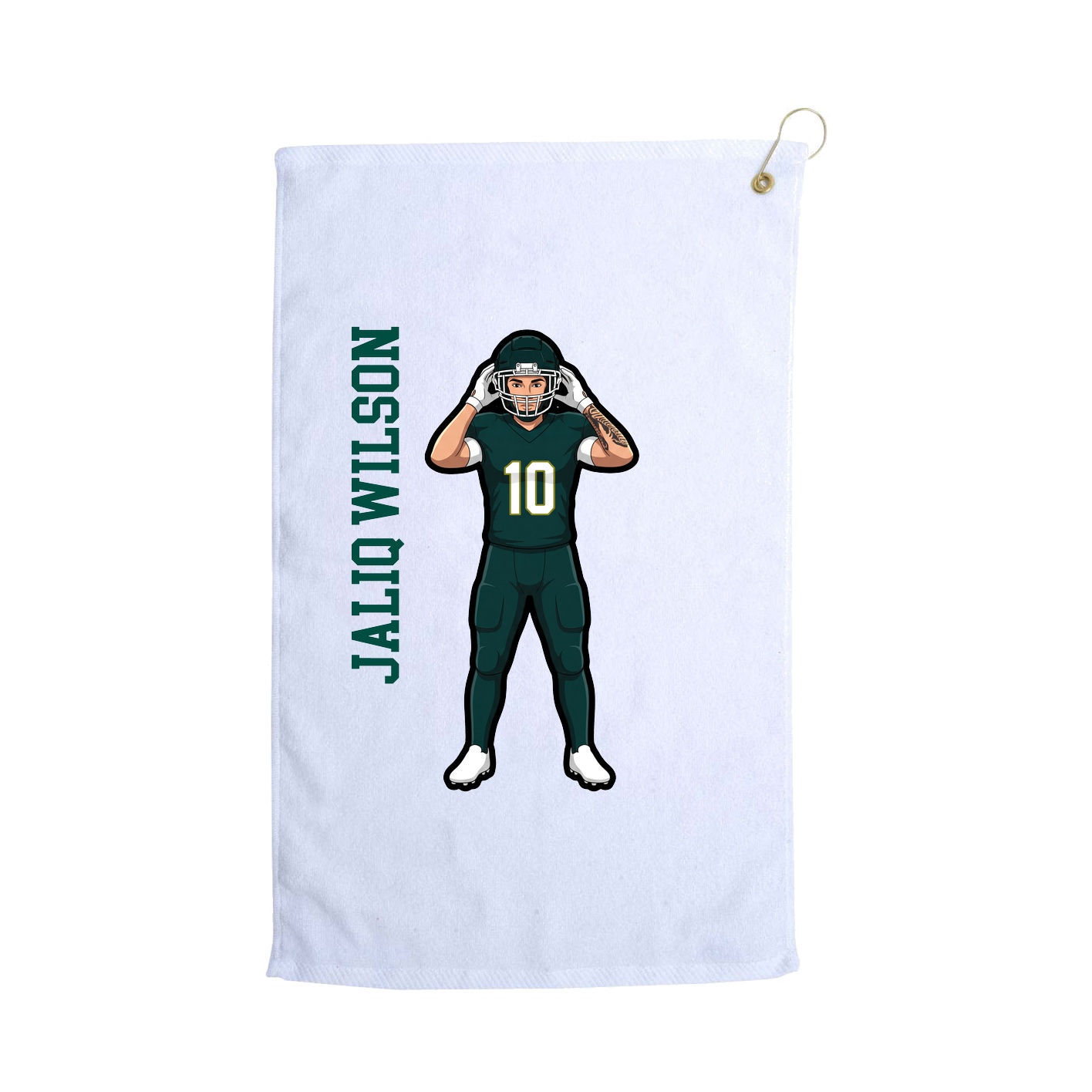 Golf Towel — Name Vertical in White