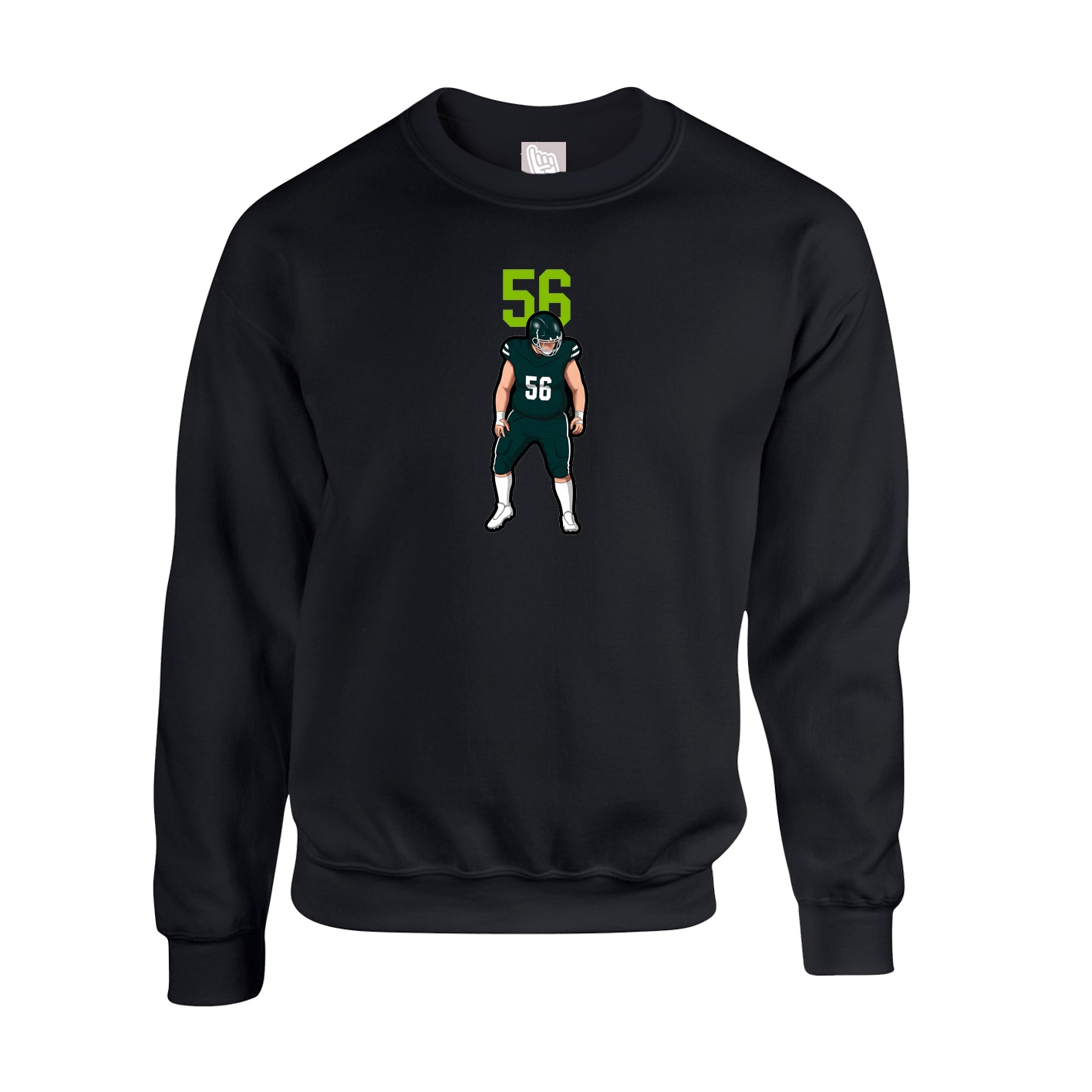 Fleece Crew — Number Top in Black