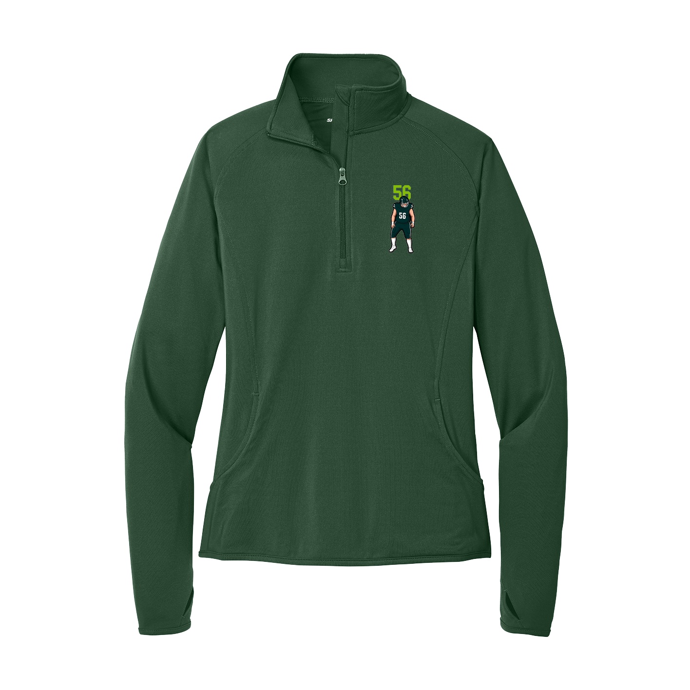 Women's Q-Zip Pullover — Number Top in Green