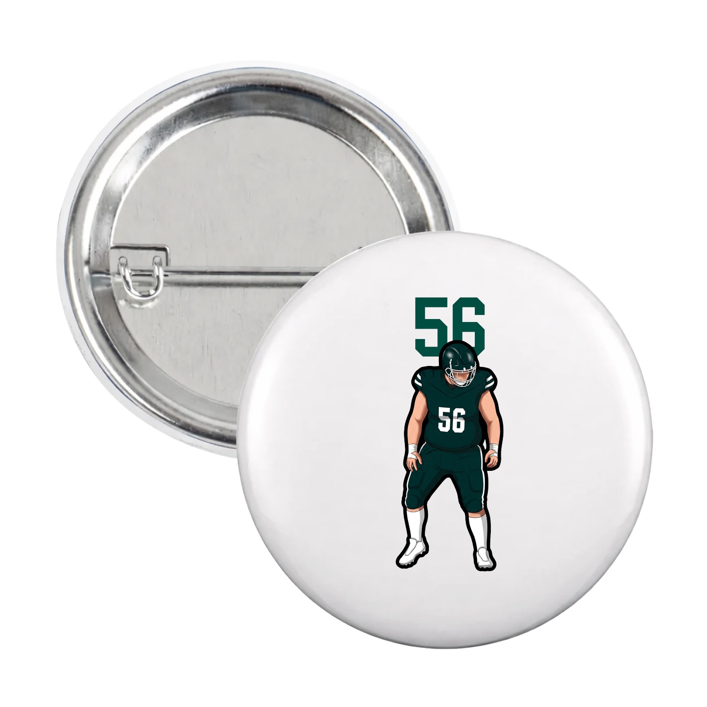 Game Day Button — Number Top in White