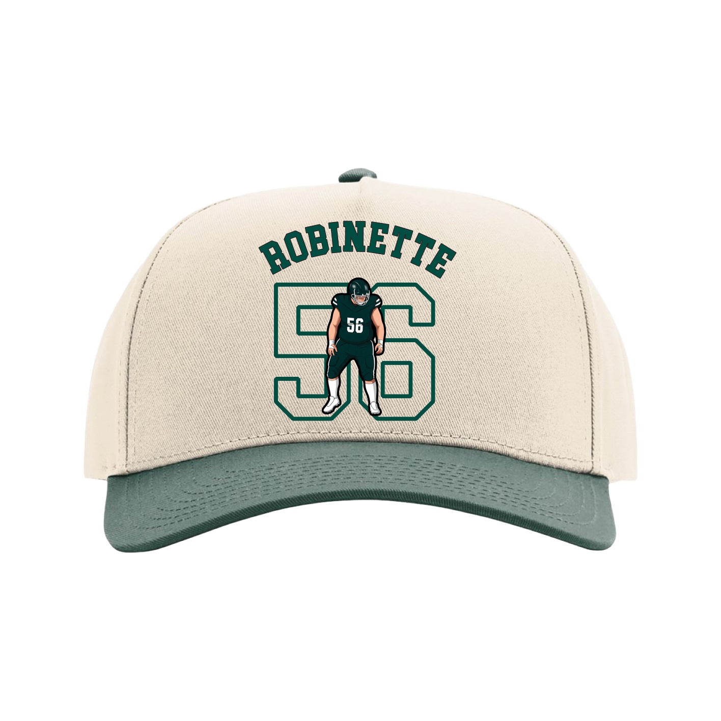 Full Fabric Five-Panel Champ Cap — Shirsey Arch in Cream/Green