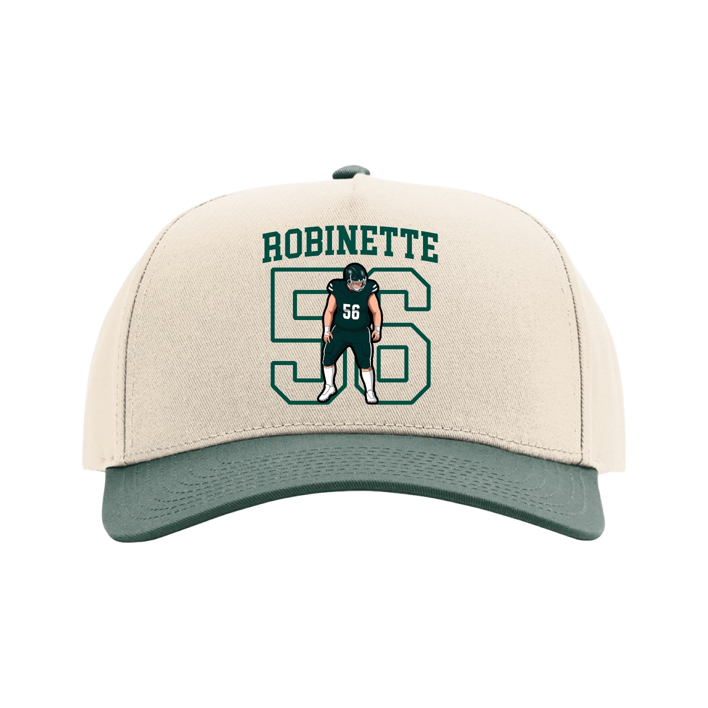 Full Fabric Five-Panel Champ Cap — Shirsey in Cream/Green