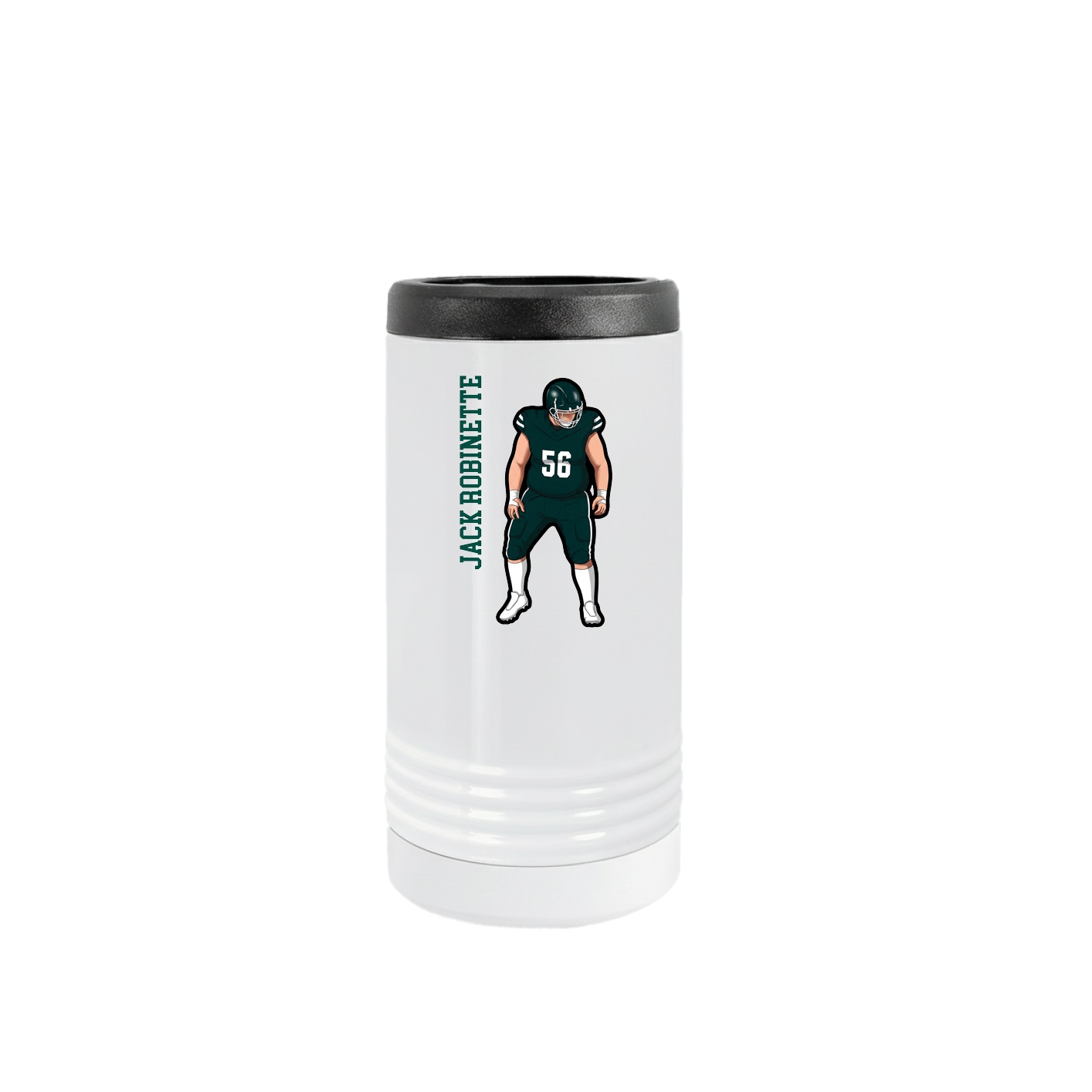 Slim Beverage Holder — Name Vertical in White