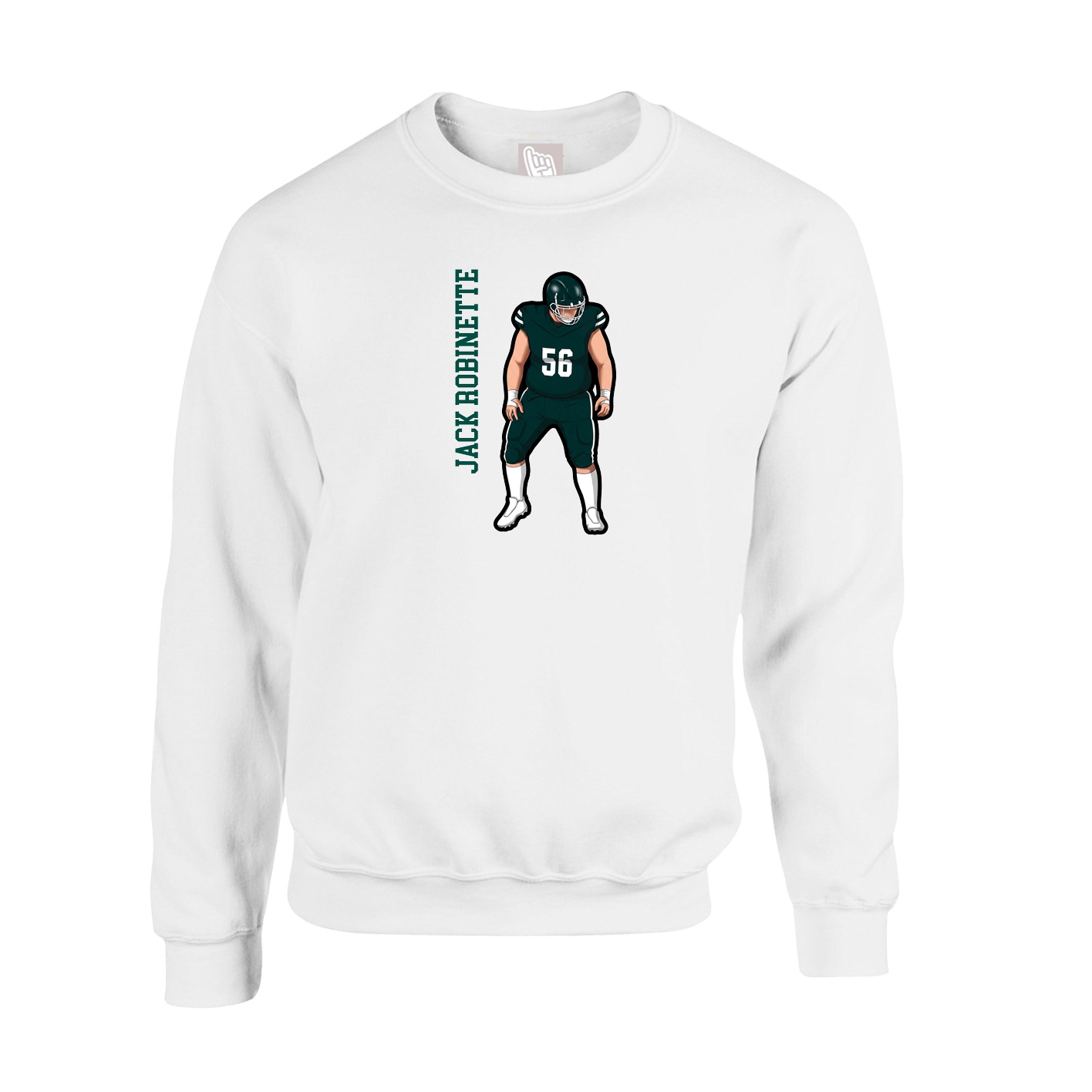 Fleece Crew — Name Vertical in White