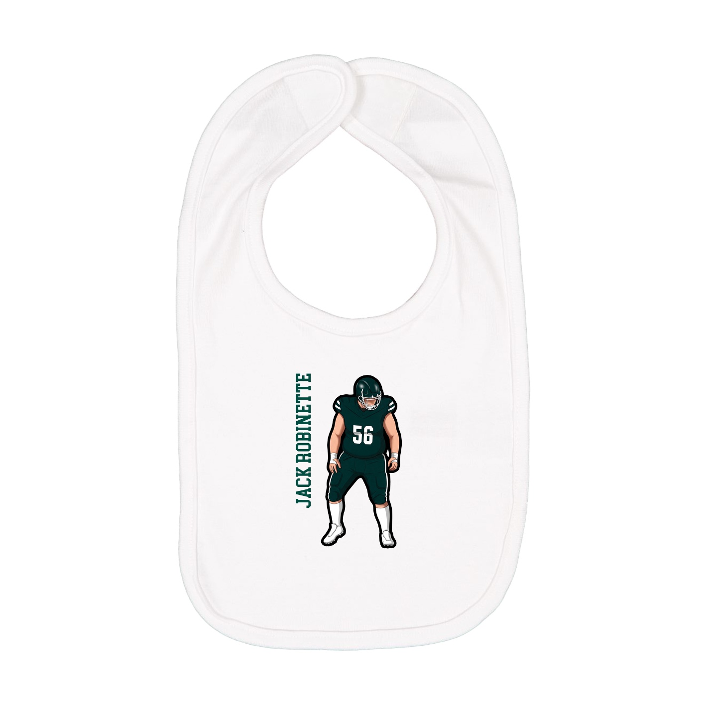 Infant Bib — Name Vertical in White