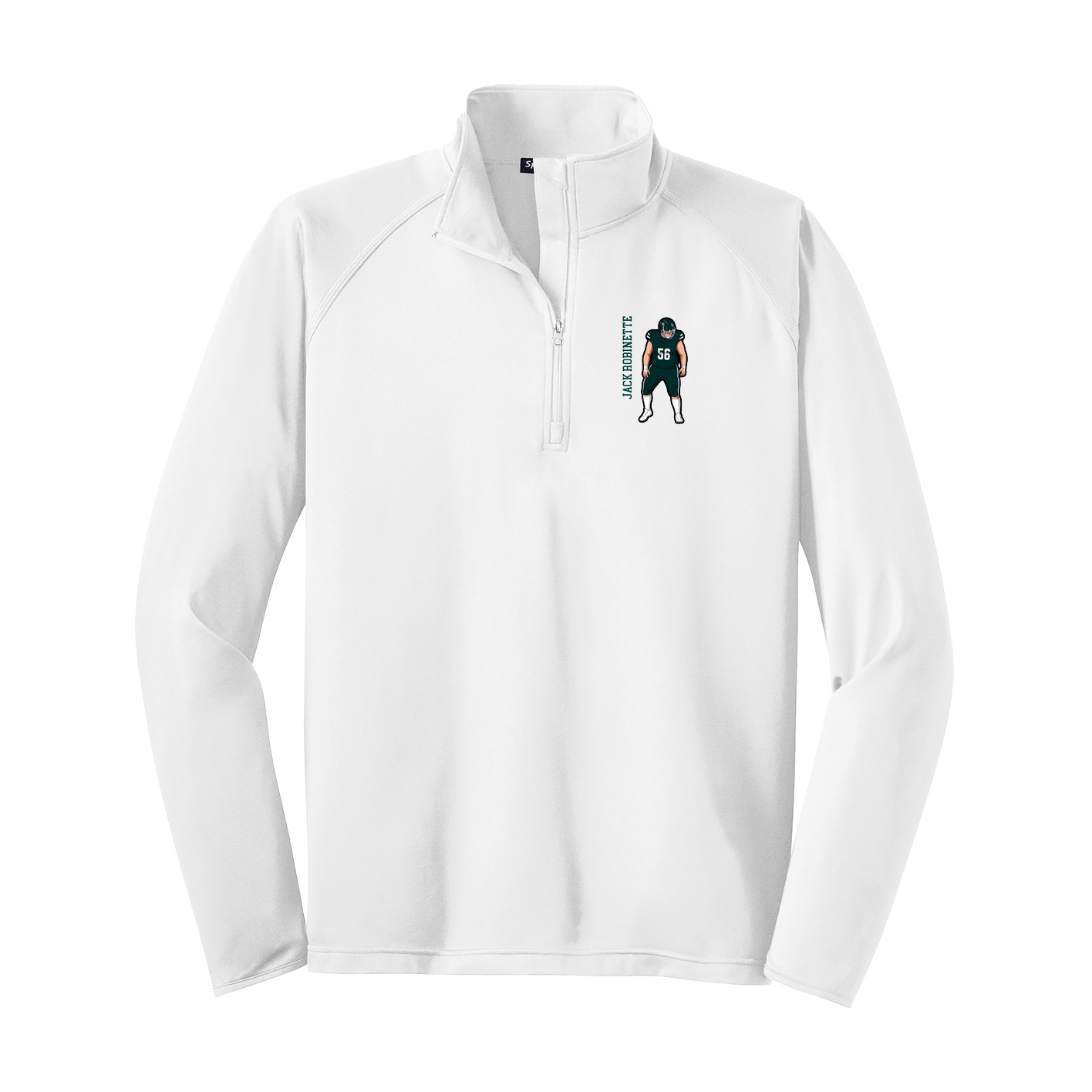 Q-Zip Pullover — Name Vertical in White