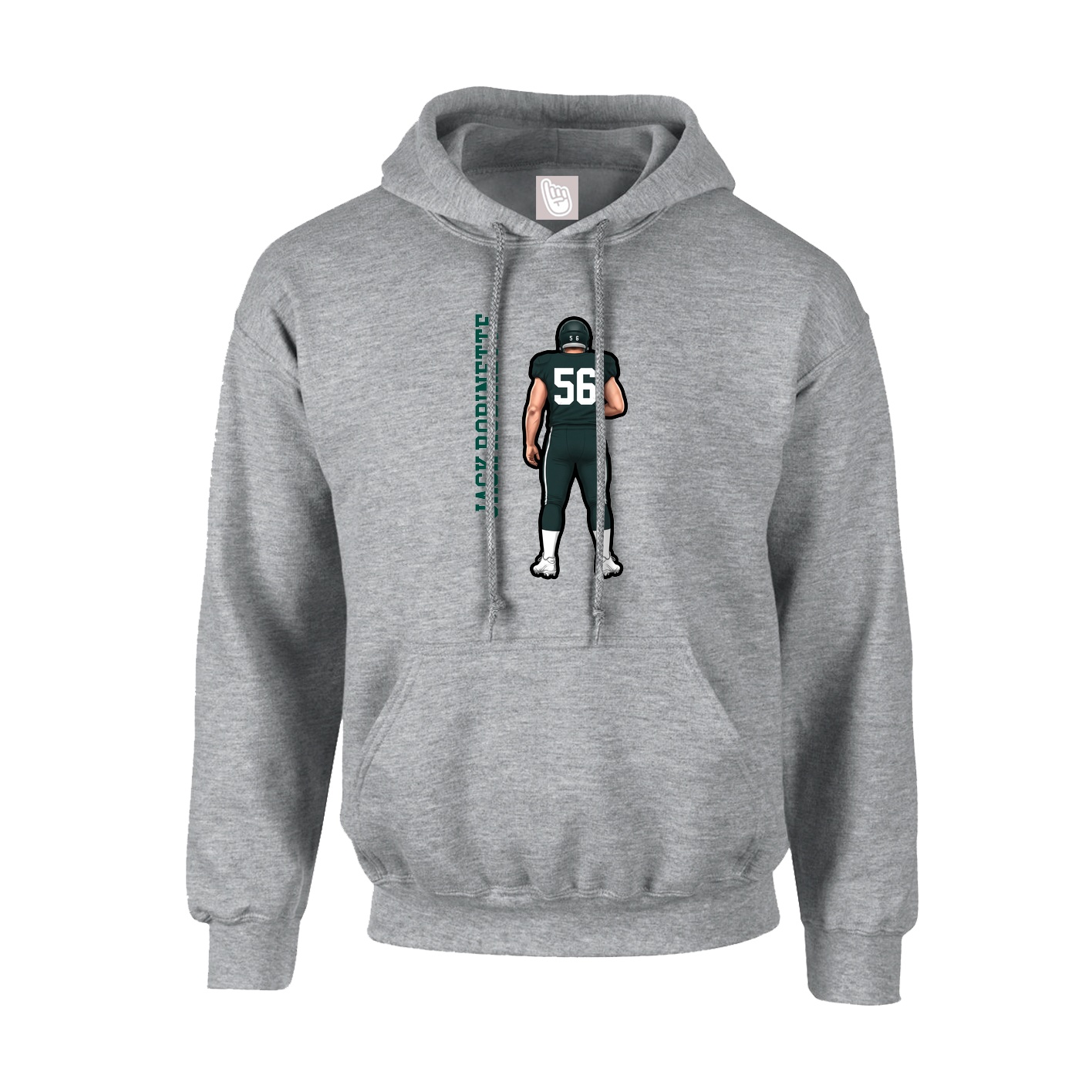 Youth Hoodie — Name Vertical in Grey
