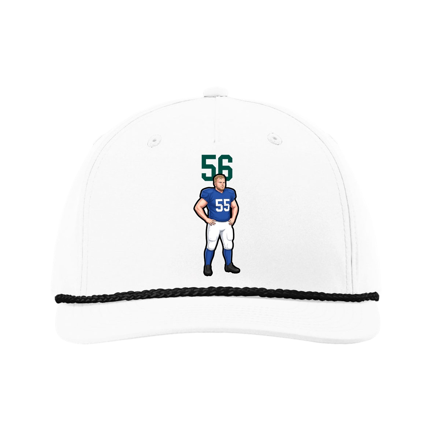 Five-Panel Classic Rope Cap — Number Top in White