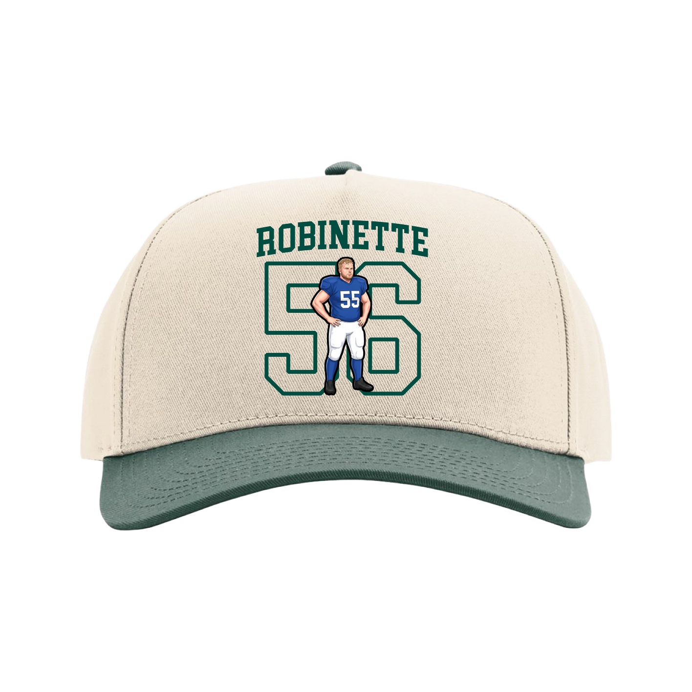 Full Fabric Five-Panel Champ Cap — Shirsey in Cream/Green