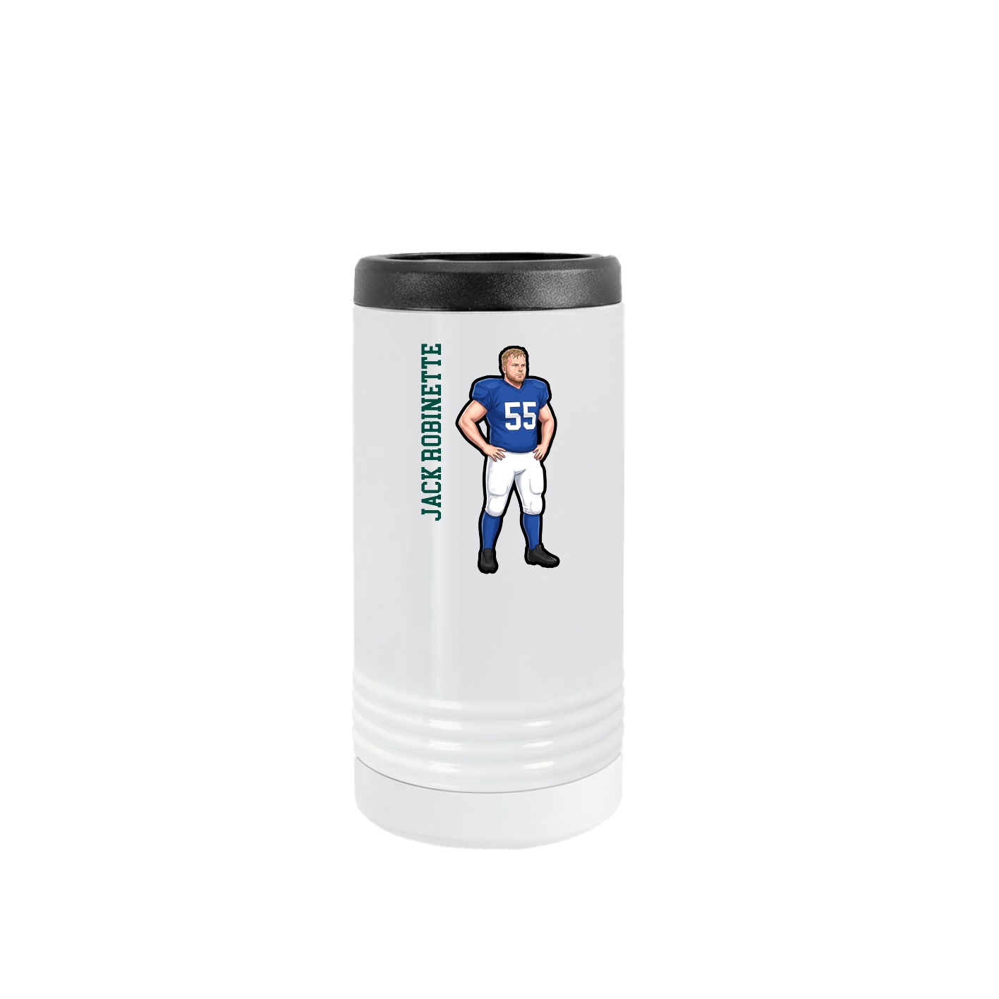Slim Beverage Holder — Name Vertical in White