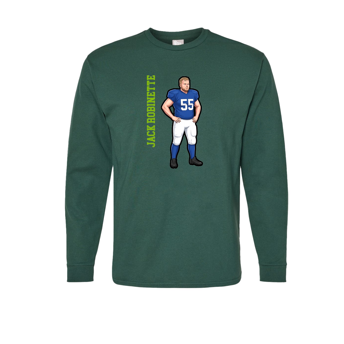 Long Sleeve Tee — Name Vertical in Green