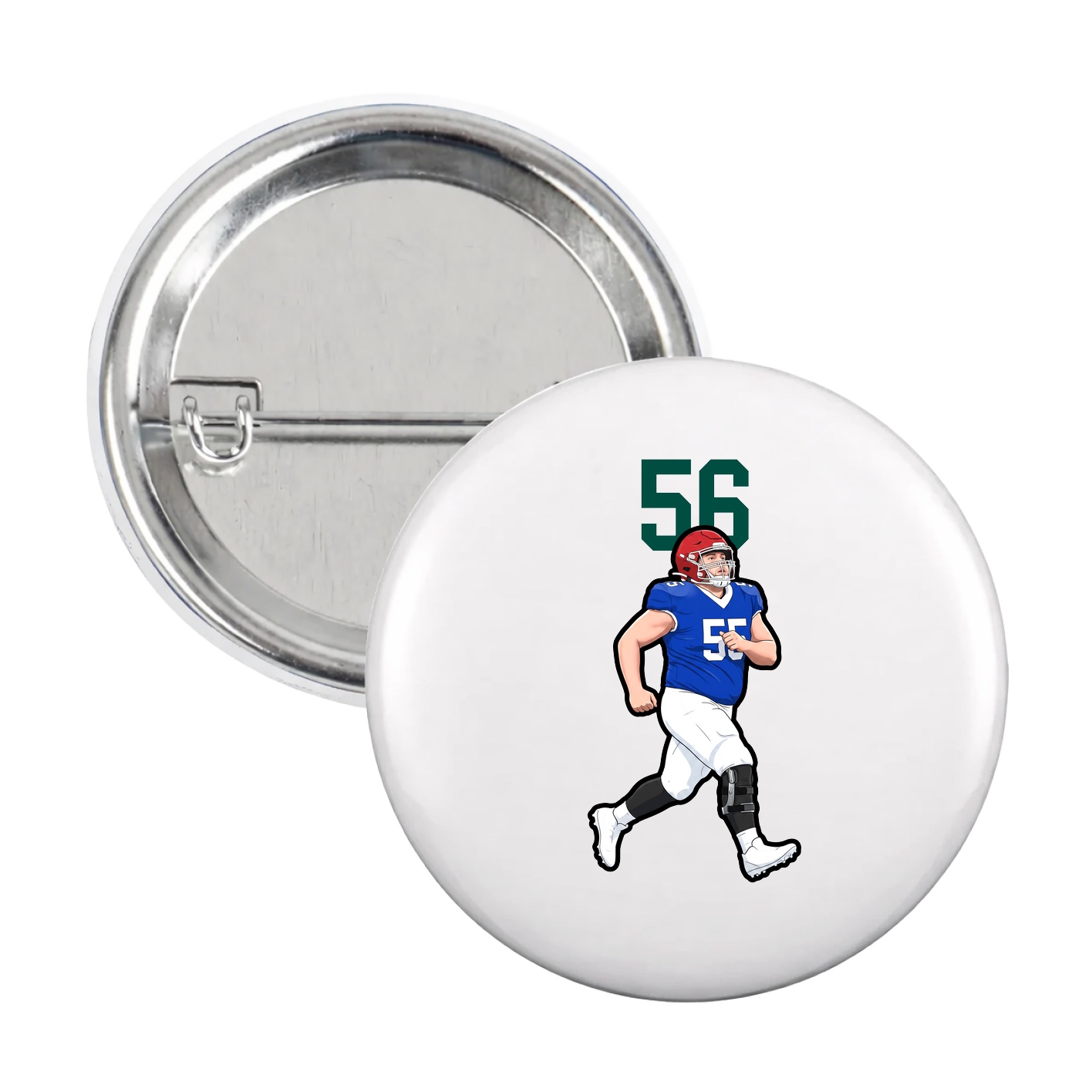 Game Day Button — Number Top in White