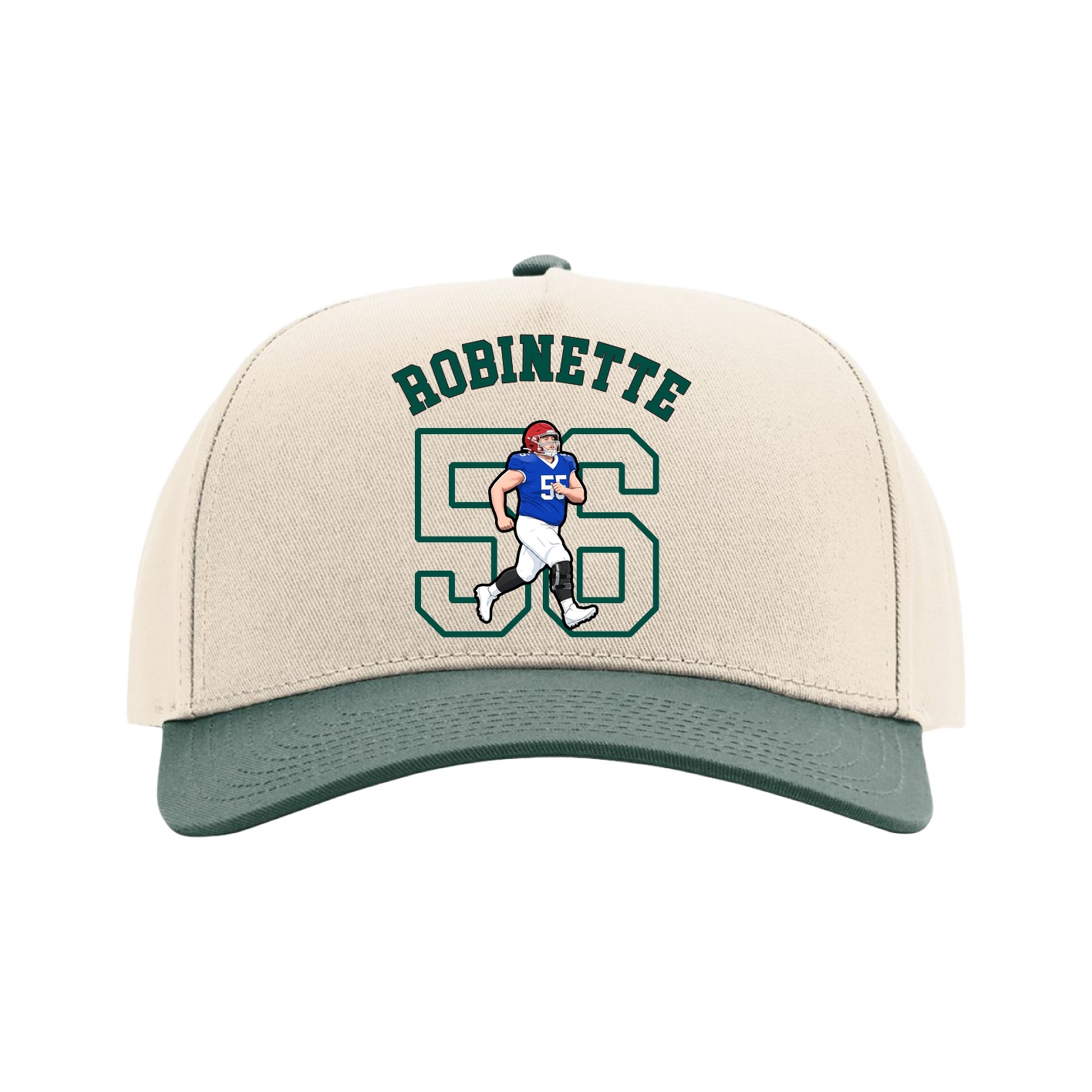 Full Fabric Five-Panel Champ Cap — Shirsey Arch in Cream/Green