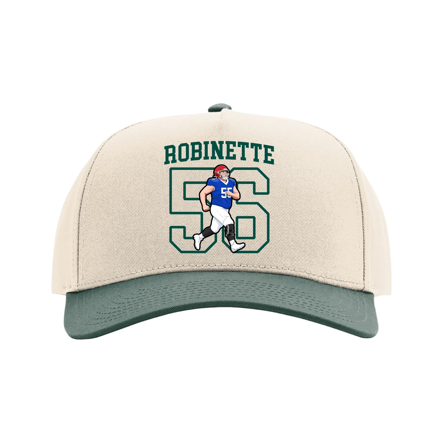 Full Fabric Five-Panel Champ Cap — Shirsey in Cream/Green