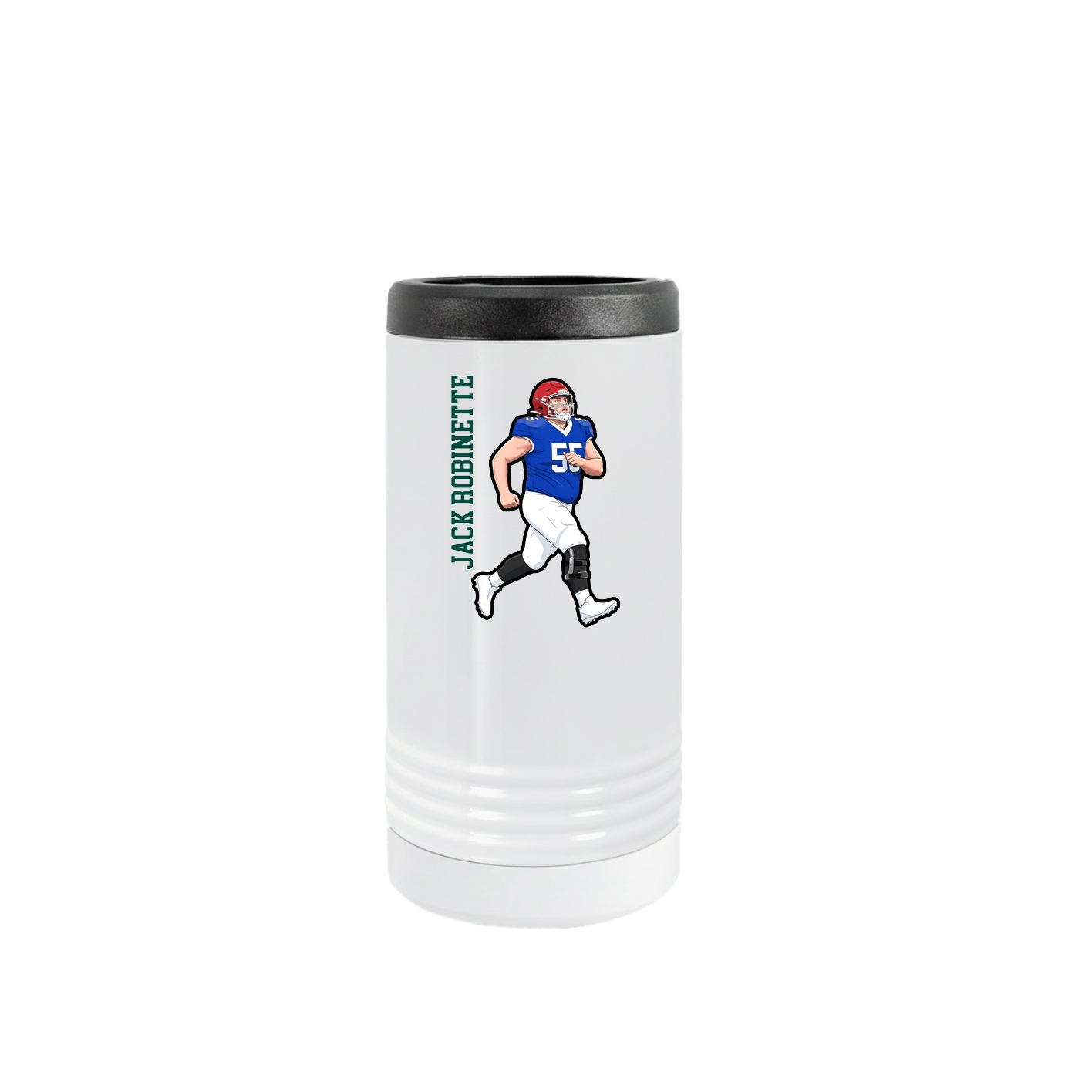 Slim Beverage Holder — Name Vertical in White