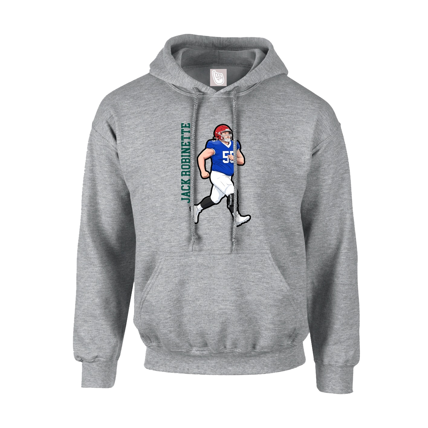 Youth Hoodie — Name Vertical in Grey
