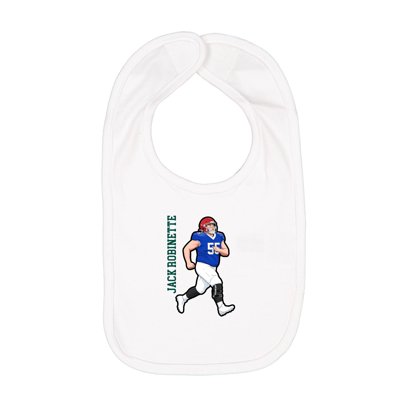 Infant Bib — Name Vertical in White