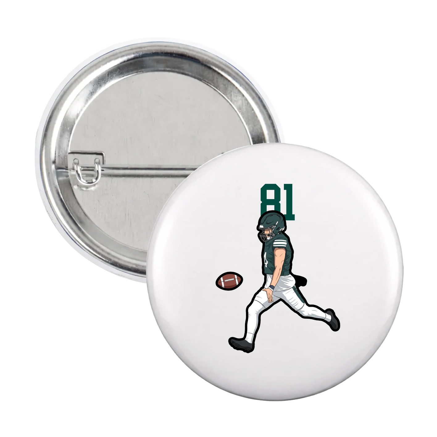 Game Day Button — Number Top in White
