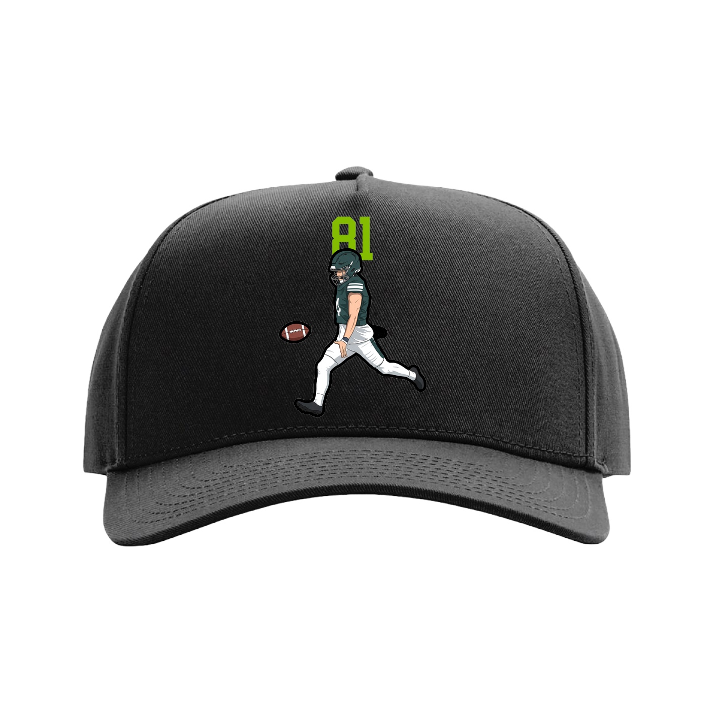 Full Fabric Five-Panel Champ Cap — Number Top in Black
