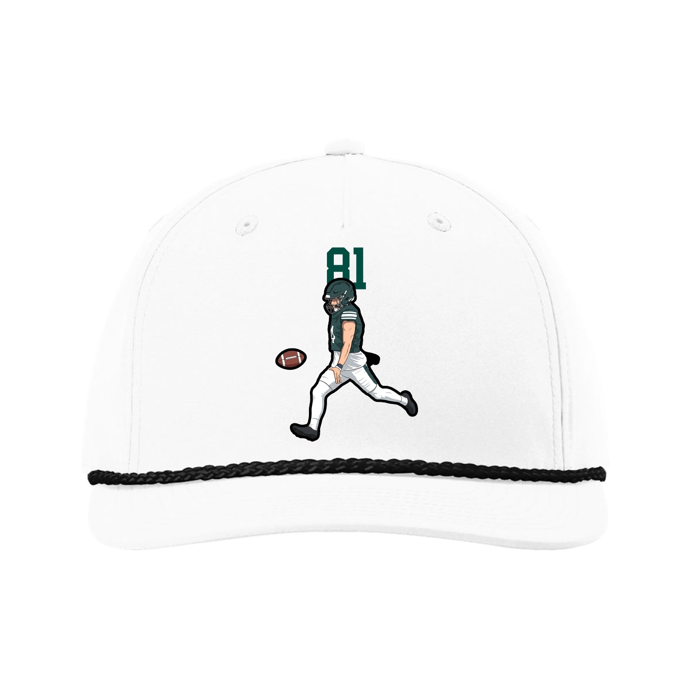 Five-Panel Classic Rope Cap — Number Top in White