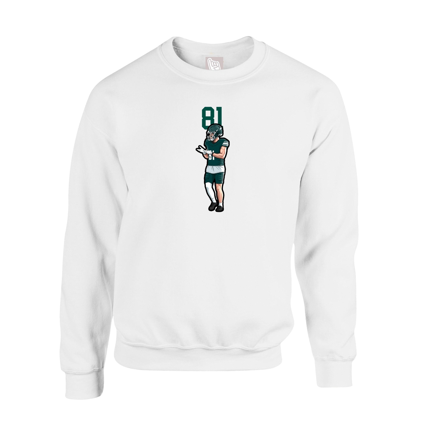 Fleece Crew — Number Top in White
