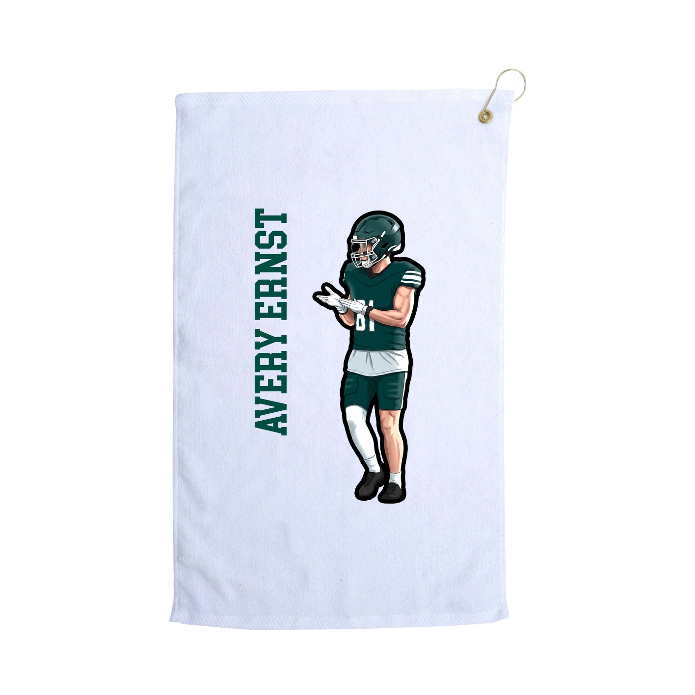 Golf Towel — Name Vertical in White