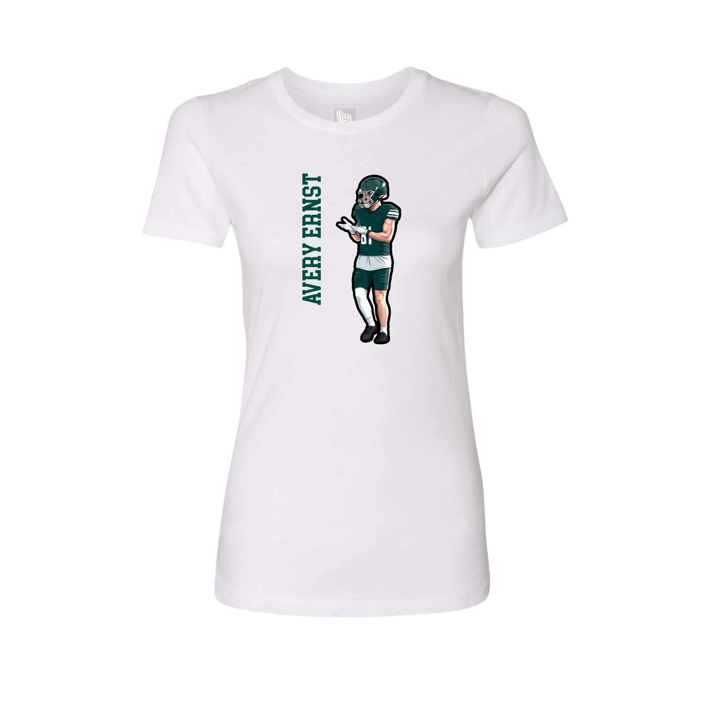 Fitted Women's Tee — Name Vertical in White