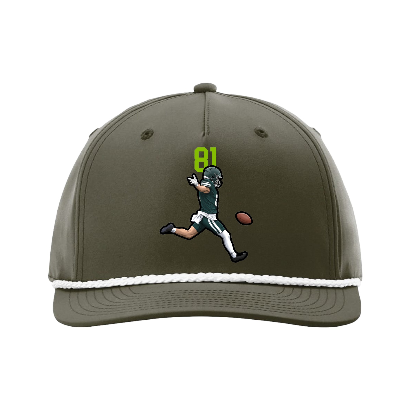 Five-Panel Classic Rope Cap — Number Top in Green