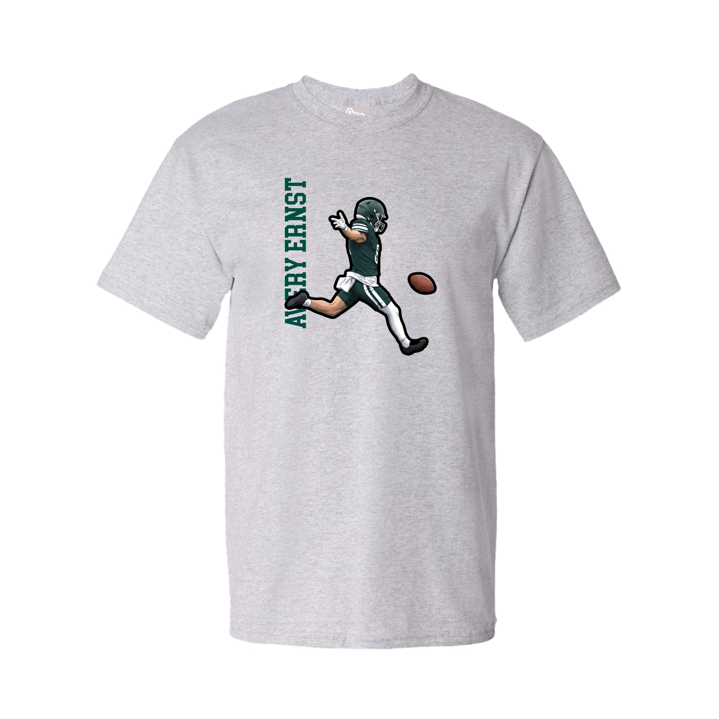 Youth Tee — Name Vertical in Grey